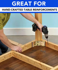 Heavy Duty Table Leg Corner Brackets With Iron Hanger Bolt For No Sweat DIY Furniture Build And Wobble Free Assembly Includes Fast Install Hardware For Your Garage Workshop Upgrade, bolting wood frame.