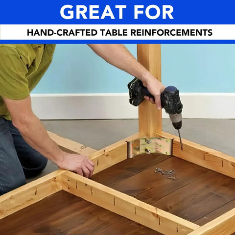 Heavy Duty Table Leg Corner Brackets With Iron Hanger Bolt For No Sweat DIY Furniture Build And Wobble Free Assembly Includes Fast Install Hardware For Your Garage Workshop Upgrade, bolting wood frame.
