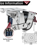3 Inch Heavy Duty Dual Spring Shock Absorption Caster Wheels Set Of 4 close-up with measurements and details, showing spring mechanism and dimensions.