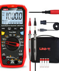 UT161E True RMS Digital Multimeter Tester with accessories including probes, USB cable, and storage case.