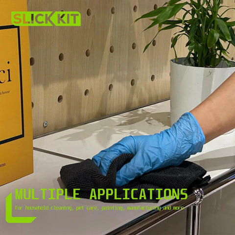 SLICK KIT blue nitrile disposable gloves, medium (size 8), latex-free, powder-free, 5 mil, pack of 100