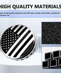 Four Piece Usa Flag Wheel Center Cap Covers Fresh Ride Upgrade Rim Hub Caps Three Point Two Seven Inches 83Mm Solid Alloy ABS build with black finish.