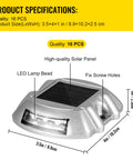 Diagram of Solar Driveway Lights 16 Pack Waterproof Wireless Dock Lights With 6 LEDs For Path Garden Walkway
