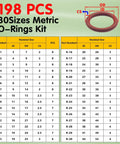 198 Piece Viton O Ring Kit With 30 Metric Sizes Fluorocarbon FKM O Rings Set Brown 75A Shore size chart