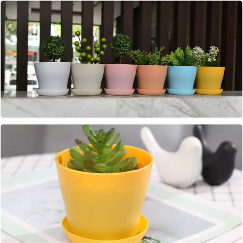 16 Pack 4 Inch Plastic Flower Pots Thickened Seedling Nursery Pots With Pallet Included Available In 8 Colors for indoor use