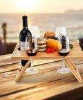 Portable Wine Picnic Table With Five Glass Holders Foldable Snack Tray For Cheese And Charcuterie Ideal For Beach Park Camping