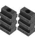 Six Piece Precision T Slot Bolt And Nut Assortment Kit For Machine Vise Tooling self-locking anchors stacked, black steel material.