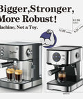 20 Bar Espresso Machine With Milk Frother Steam Wand Compact Home Espresso Maker For Latte And Cappuccino next to smaller model.