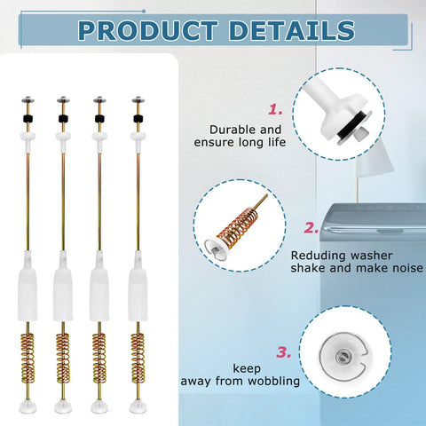 Suspension Rod Upgrade Kit For Front Load Washer Models WT1101VW WT4870CW WT1201CV/W WT5101HV/W WT1101CW WT5001CW with AJK72909308