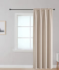 Fire Retardant Curtain For Classroom Rod Pocket Top Inherently Flame Retardant NFPA701 Tested Light Beige 52 By 84 Inch Panel