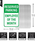 12 By 18 Inches Employee Of The Month Parking Signs 2 Pack Reflective Aluminum Waterproof Fade Resistant Heavy Duty Outdoor Reserved Parking Signage With UV Protected Finish, front view