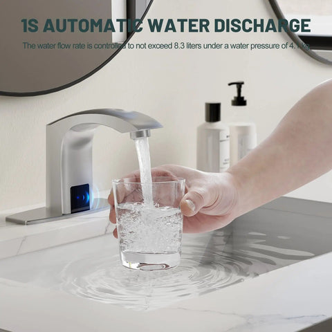 Touchless Bathroom Sink Faucet Automatic Motion Sensor Dual Power AC Or Battery With Control Box And Temperature Mixer