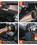 High Temp Fire Shield Sleeve For Automotive Hoses And Wiring Harnesses Silicone Coated Fiberglass Heat Protection