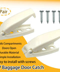 RV Baggage Door Catch Clips Latch For Camper Trailer And Motor Home White Rounded Compartment Door Hold Open Clip Set