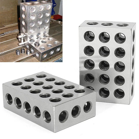 2 3 4 Machinist Block Set, Matched Pair With Twenty Three Holes, Pro Grade Precision Ground Tool Steel, Hardened Setup Blocks