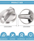 Chrome dial knobs for GE range, showing 2.1 inch size. 5 Pack Oven Knobs Replacements For GE Range And Stove WB03T10284 Compatible With 191D5100