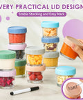 Glass Baby Food Storage Jars 4 Oz 12 Pack With Color Lids Totally Leak Proof BPA Free Reusable Containers in a colorful stack
