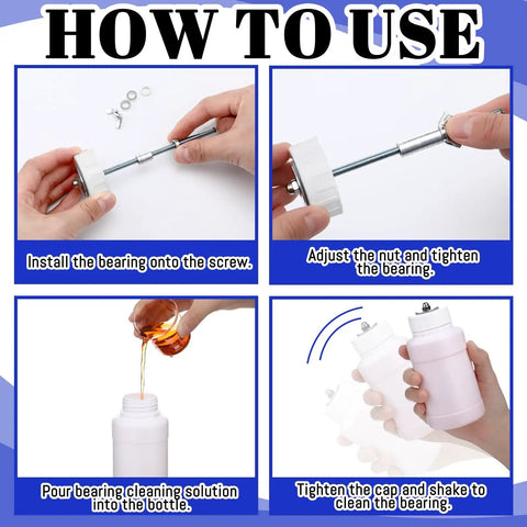How to use Leak Proof Skate Bearings Cleaning Bottle And Cleaning Unit Kit for roller skates and skateboards.