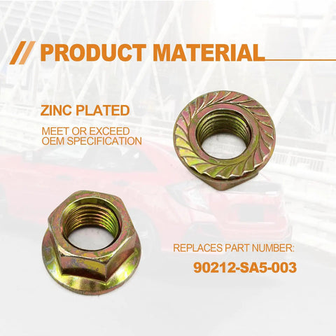 Thirty Piece Heavy Duty Exhaust Serrated Spin Hex Lock Nuts M10x1.25 showcasing zinc plated design, suitable for Honda Accord Civic Acura.