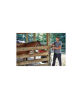 Person using Cordless Drill And Impact Driver Combo Kit With 20V Max Battery And Charger near wooden fence