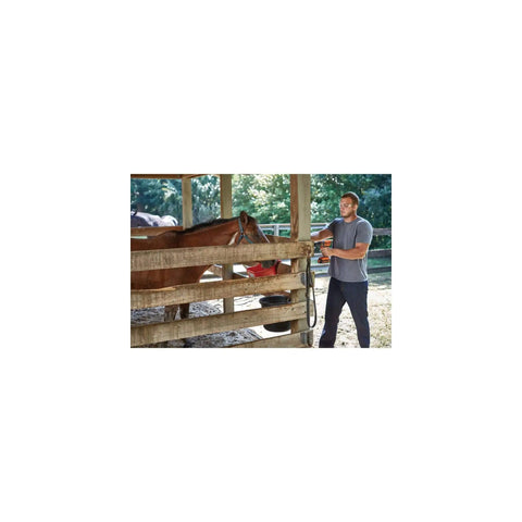Person using Cordless Drill And Impact Driver Combo Kit With 20V Max Battery And Charger near wooden fence