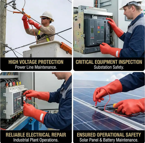 Heavy Duty Insulated Electrician Gloves Class 1 Astm Dielectric High Voltage Electrical Safety Gear Waterproof Grease Resistant Leather Proven To Crush The Daily Grind Offer 8000V Ac Rugged Protection