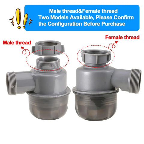 Visible One And A Half Inch P Trap Upgrade With Removable Clean Cup Drain Valve, male and female thread demo