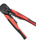 Self Adjusting Wire Stripper And Crimping Tool For 10 To 24 AWG Wires with durable black red finish