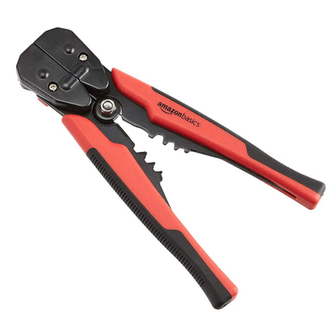 Self Adjusting Wire Stripper And Crimping Tool For 10 To 24 AWG Wires with durable black red finish