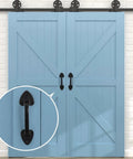 Heavy Duty Steel Barn Door Handles With Real Deal Rustic Matte Black Finish Built Tough As Nails Industrial Pulls on blue sliding doors.