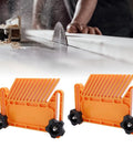 Rock Solid Universal Featherboard To Lock Tight On Table Saws And Router Tables For smooth kickback prevention with orange nylon design.