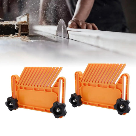 Rock Solid Universal Featherboard To Lock Tight On Table Saws And Router Tables For smooth kickback prevention with orange nylon design.