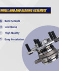 Rear Wheel Hub And Bearing Assembly 512257 2 Pack Set Compatible With Honda Civic DX GX LX 2006 2007 2008 2009 2010 2011 With ABS 5 Lug Replacement