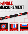 3Pcs level set, 40 60 80 Inch Aluminum Spirit Level, 45 90 180 Degree with 3 angle measurement features.