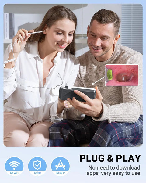 Home Ear Otoscope With 4.5 Inch IPS Display And 3.9mm Ear Camera With Gyroscope For Clear At Home Inspection, 6 LED Lights Illuminate Earwax Irritation And Blockages, No App Required, No WiFi Needed, HD Ear Camera For Safe Self Check, FSA HSA Eligible, plug-and-play use