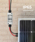 Solar Panel Disconnect Switch 400V DC And AC 20A Mini Breaker with DIN Rail Enclosure shown installed next to solar panel.