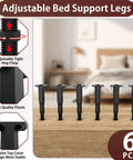 Adjustable Height Bed Frame Support Legs, Plastic Center Support Stands With Swivel Base, Heavy Duty Furniture Feet Replacement For Uneven Floors, Zero Sweat Setup Pack Of Six displayed on a wooden surface.