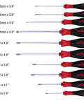 SoftFinish Grip Screwdriver Set 10 Piece With Slotted 3.0 To 6.5 Phillips 0 To 2 And Robertson 1 To 3 Ergonomic display