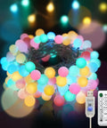 Pastel Globe USB String Lights 33Ft With 100 LEDs Easy Timer And Remote Indoor Outdoor Party Decor glowing in darkness with remote control