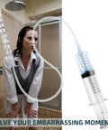 150ML Enema Syringe Cleaning Kit With 23.6 Inch Hose Travel Douche System For Colon Cleansing Includes Two Nozzles Safe ABS Plastic And Silicone Easy To Use At Home Or On The Go Ideal For Women And Men.
