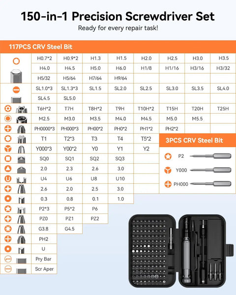 Go To 150 In 1 Precision Screwdriver Set For Electronics Repair With 120 Magnetic Bits And 30 Piece Magnetic Tools Kit Handy