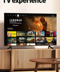 Smart TV displaying Fire TV Stick HD Latest Model With Free Live TV Alexa Voice Remote effortlessly streaming movies.