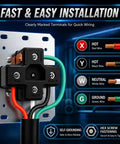 Nema 14 50 Ev Outlet With Surface And Flush Mount Box Kit, weather durable wiring terminals with color coding for installation.