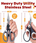 Everyday Kitchen Workhorse All Purpose Kitchen Shears And Seafood Scissors Set With Lifetime Replacement Warranty Heavy Duty Stainless Steel Cutters For Cooking Prep And Seafood Ergonomic Handles And Sharp Blades For Quick Easy Kitchen Wins, 8-inch shears and 7-inch seafood scissors