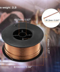 Game Changing Smooth Rolling ER70S6 Mig Welding Wire 0.045 Inch Diameter Two Pound Spool with detailed dimensions.