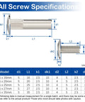 Detailed specifications of Ten Pack Furniture Joint Connector Bolts And Connecting Nut Sets With Sixteen Millimeter Sleeves dimensions.