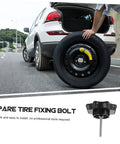 Person installing spare tire using Spare Tire Bolt Adapter For Secure Mounting And Easy Install Ready To Roll Heavy Duty Tire Hold Down Bolt Compatible With Multiple Models Long Lasting Precision Machined For Reliable Fit And Enhanced Safety on roadside