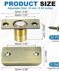 Magnetic Door Ball Catch Kit 8 Pack for Top Of Doors and Invisible Cabinet Doors with dimensions and parts shown