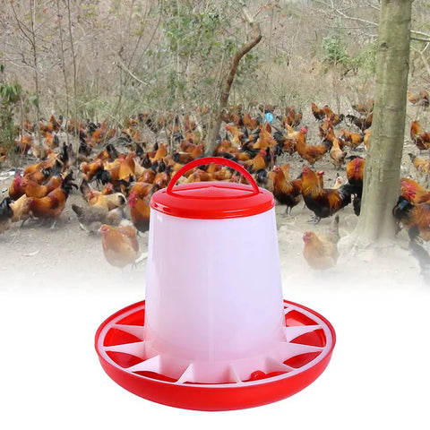 Heavy Duty Plastic Hanging Chicken Feeder For Coop No Nonsense Design Quick Assembly Automatic Poultry Feed Dispenser.