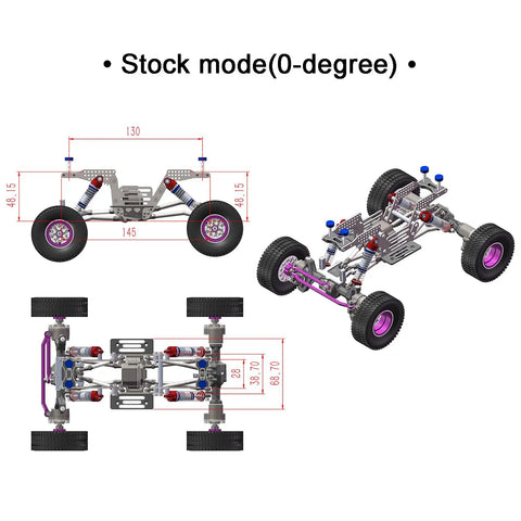 GR5 Titanium LCG Chassis Kit Frame Rail Upgrade For Redcat Ascent 18 1/18 Scale RC Rock Crawler Stock Mode Diagram